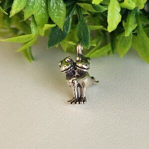 925 Sterling Silver Dancing Frogs Charm